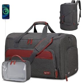 Garment Duffle Bags for Travel, Convertible Garment Bag for Men Women, Carry On Duffle Bag Backpack with Shoe Compartment & Toiletry Bag, 4 in 1 Hanging Suitcase Suit Travel Bags (Pink)