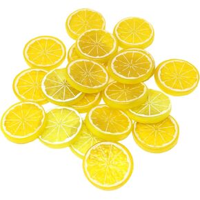 Honbay 20PCS Lifelike Plastic Artificial Lemon Slices, Realistic Fake Fruit Slices, Simulation Fruits Model Props for Home Decoration, Display Cabinet, Photography, Party, Festival Decoration