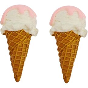 LOGOFUN 2Pcs Ice Cream Cone Model Fake Ice Cream Cone Props Artificial Realistic Desset Food Photo Prop for Shop Window Display - Pink White