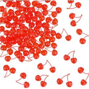 OLYCRAFT 60Pcs Plastic Artificial Lifelike Cherries 13x12x5mm Miniature Simulation Cherry Artificial Cherry Decorations Lifelike Fruit Modle for Home Kitchen Party Decoration Photography Prop