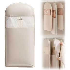 2025 Space Saving Hanging Garment Bag with Self Compression Zipper,Otherwise Garment Bag, Garment Bags for Travel,35/43/51in Garment Bags for Hanging Clothes, Coats, Jackets, Shirts (Beige, L)