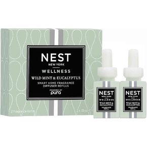 NEST NEST SMART HOME HOME DOFFUSER REWILL SMART DIALS ، Wild Mint & Eucalyptus - مجموعة من 2 - مصممة لـ Nest X Pura 3 و Nest X Pura 4 Diffusers - قسوة خالية من القسوة ، مصنوعة في الولايات المتحدة الأمريكية