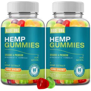 2 Packs Hemp Gummies for Sleep,Anxiety,Pain High Potency Hemp Supplement Edible Bear Gummy Extra Strength Pure Natural Hemp Oil Extract Vegan, Non-GMO