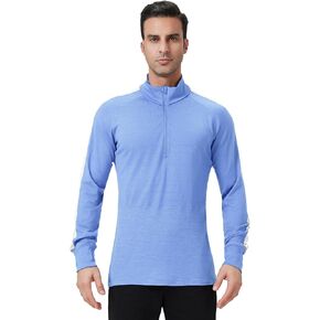 100% Merino Wool Base Layer Mens - Wool Half Zip Sweater Men - Merino Quarter Zip Wool Sweater Lite