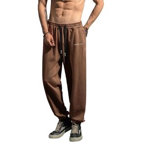 HHZ Men's Cotton Joggers Sweatpants Loose Baggy Gym Workout Yoga Lounge Pants with Elastic Bottom Straight Leg