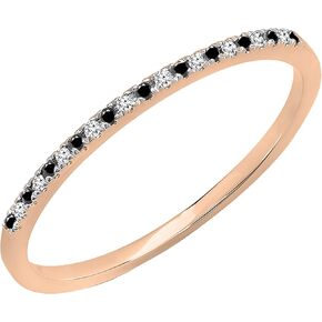 مجموعة DazzlingRock 0.09 قيراط (CTW) جولة أبيض وأسود بديلة الماس بديلة زفاف قابلة للتكديس للنساء في الذهب