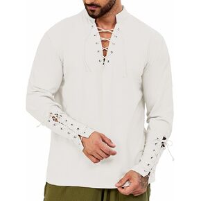 زي القراصنة القمصان ، قمم طويلة الأكمام الفايكينج Cosplay Renaissance Thirts Medising Thirts Thirts القوطية القوطية in Kuwait