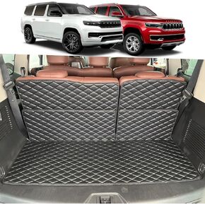 بطانات البضائع متوافقة مع 2022-2025 Jeep Wagoneer/Jeep Grand Wagoneer (Not Fit L) حصيرة جذع وحصيرة مسند الظهر الخلفي