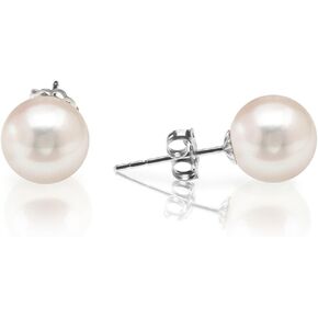PAVOI Handpicked AAA+ 14K Gold Round White Freshwater Cultured Pearl Earrings | Pearl Earrings for Women