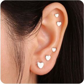 5 أزواج من أقراط ذهبية للنساء للنساء Hypoallergenic 925 Sterling Silver Charilage Earrings Strendy 14K Gold Pearl Star Heart Diamond CZ مجموعات متعددة للمجوهرات اللطيفة
