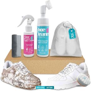 2025 Water-free Shoe Cleaner Kit for Sneakers, Shoe Cleaning Kit with 7Oz Sneaker Cleaning & 4.2Oz Shoe Sock Odor-fighting & 10Pcs Shoe Bags & Microfiber Towel & Cleaning Sponge for Suede, Boot,Canvas