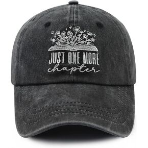 Just One More Chapter Hat for Men Women, Cute Adjustable Cotton Embroidered Book Lovers Baseball Cap