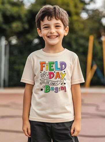Kids Toddler Boys Girls Field Day T-Shirt Kindergarten Student Funny Short Sleeve Cotton Tee Tops in Kuwait