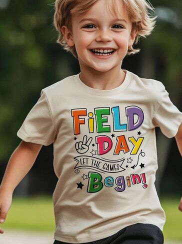 Kids Toddler Boys Girls Field Day T-Shirt Kindergarten Student Funny Short Sleeve Cotton Tee Tops in Kuwait