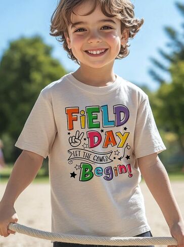 Kids Toddler Boys Girls Field Day T-Shirt Kindergarten Student Funny Short Sleeve Cotton Tee Tops in Kuwait