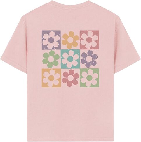 Girl's Floral Graphic Print Cute T Shirts Crew Neck Short Sleeve Clothes Loose Summer Cute Tops for Girls in Saudi Arabia