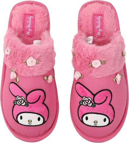 Bioworld My Melody Character & Roses Women's Pink Denim Mules in Saudi Arabia