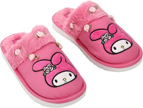 Bioworld My Melody Character & Roses Women's Pink Denim Mules in Saudi Arabia