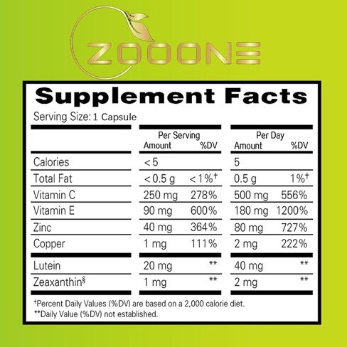 zooone- 60pcs Lutein Eye Vitamins Supplement Nutritional Supplement for Macular Health & Dry Eye Support, Contains Lutein, Zinc, Vitamins C/E & Zeaxanthin in Kuwait