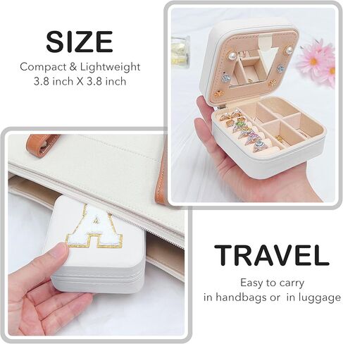 صندوق مجوهرات أولي مخصص من BLUTETE صناديق مجوهرات بيضاء للسفر - حامل خاتم وحامل أقراط منظم مجوهرات هدايا للفتيات المراهقات - وردي L in Kuwait