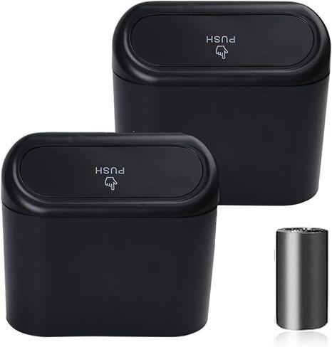 2 عبوات ميني السيارة سلة سلة سلة ، قمامة السيارات مع تخزين الغطاء لإكسسوارات المقعد الخلفي الأمامي (2) in Kuwait