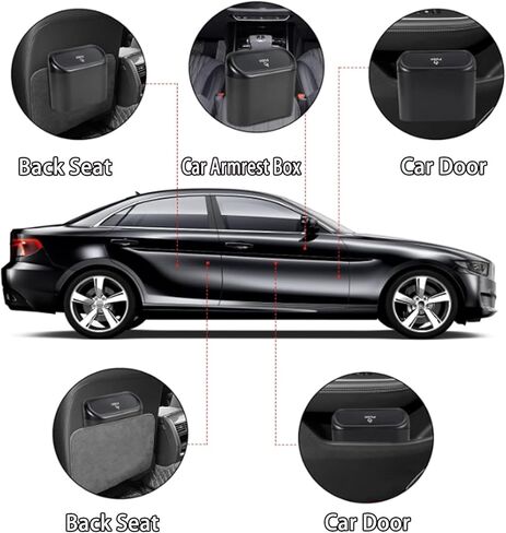 2 عبوات ميني السيارة سلة سلة سلة ، قمامة السيارات مع تخزين الغطاء لإكسسوارات المقعد الخلفي الأمامي (2) in Kuwait
