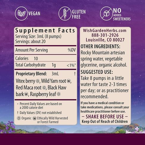 الدعم الحمل للخصوبة في Wishgarden Herbs - مكملات العشبية للخصوبة الطبيعية للنساء W/Vitex و Red Maca & Raspberry Leaf ، تدعم توازن الهرمونات الصحية والوظيفة الإنجابية ، 4 أوقية in Kuwait