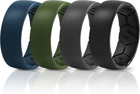 Egnaro Men's Silicone Rings 8mm Wide 2.2mm Thick Rubber Wedding Bands, 1/4/5/6/7 Multipack of Breathable Patent-Pending Design in Saudi Arabia