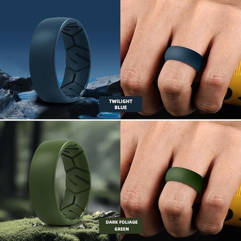 Egnaro Men's Silicone Rings 8mm Wide 2.2mm Thick Rubber Wedding Bands, 1/4/5/6/7 Multipack of Breathable Patent-Pending Design in Saudi Arabia