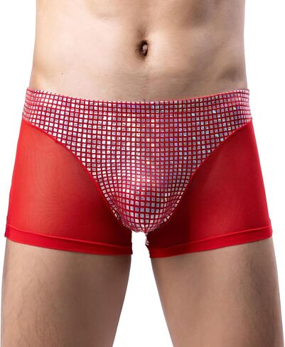 Mens Sequin Underwear Boxer Briefs Sexy Thongs Sissy Panties Nightclub Party Underpants in Saudi Arabia