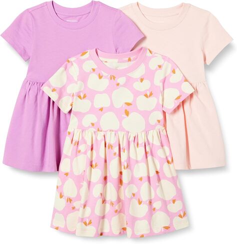 Amazon Essentials Girls and Toddlers' Short Sleeve Jersey Dress, Pack of 3 in Kuwait