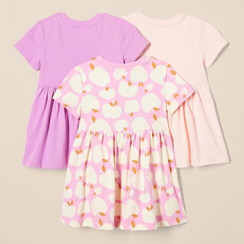 Amazon Essentials Girls and Toddlers' Short Sleeve Jersey Dress, Pack of 3 in Kuwait