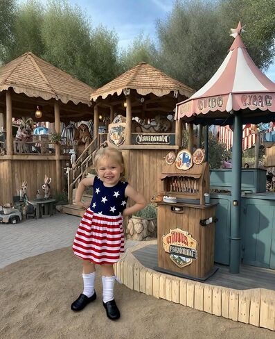 Toddler Baby Girl 4th of July Dresses Independence Day Outfit Kid American Flag Star Stripe Patriotic Dress Clothes in Saudi Arabia