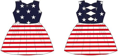 Toddler Baby Girl 4th of July Dresses Independence Day Outfit Kid American Flag Star Stripe Patriotic Dress Clothes in Saudi Arabia
