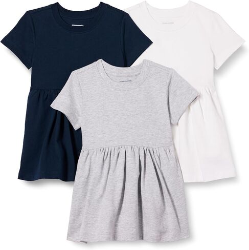 Amazon Essentials Girls and Toddlers' Short Sleeve Jersey Dress, Pack of 3 in Kuwait