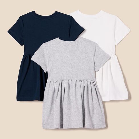 Amazon Essentials Girls and Toddlers' Short Sleeve Jersey Dress, Pack of 3 in Kuwait