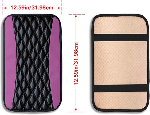 Auto Center Console Pad, Universal Waterproof Armrest Seat Box Cover, Car Interior Accessories, Leather Auto Armrest Cover Protector for Most Vehicle, SUV, Truck (Purple) in Saudi Arabia