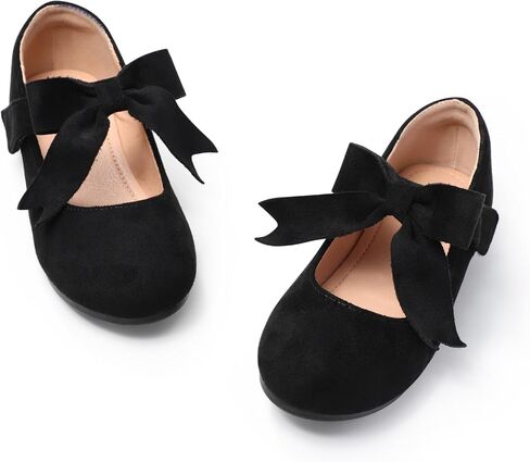 Girls Mary Jane Flats - Soft Round Toe Dress Shoes with Non-Slip Soles | Cute Bow Ballet Flats for Weddings, School, Parties (Toddler/Kids Sizes) in Kuwait