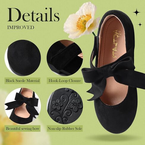 Girls Mary Jane Flats - Soft Round Toe Dress Shoes with Non-Slip Soles | Cute Bow Ballet Flats for Weddings, School, Parties (Toddler/Kids Sizes) in Kuwait
