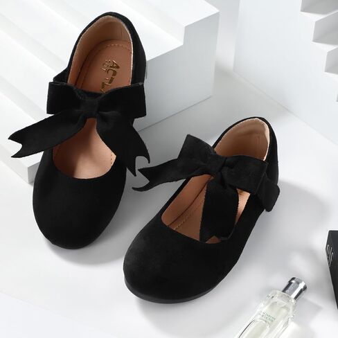 Girls Mary Jane Flats - Soft Round Toe Dress Shoes with Non-Slip Soles | Cute Bow Ballet Flats for Weddings, School, Parties (Toddler/Kids Sizes) in Kuwait