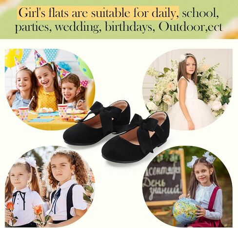 Girls Mary Jane Flats - Soft Round Toe Dress Shoes with Non-Slip Soles | Cute Bow Ballet Flats for Weddings, School, Parties (Toddler/Kids Sizes) in Kuwait