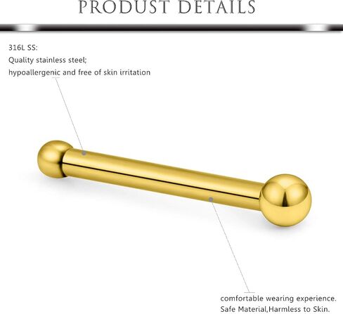 Hoeudjo الأنف ترصيع الفولاذ الجراحي Zirconia Zirconia Rings Rings Kit للنساء الرجال المسمار والعظام واللوسترل على شكل حلقات ثقب المجوهرات 20 مقياس 16 قطعة in Kuwait
