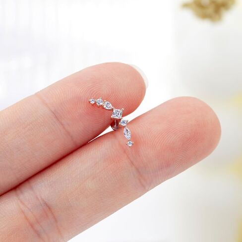 1Pcs 14K Gold Threadless Flat Back Helix Tragus Earrings for Women, 16G Cartilage Earring Stud Helix Tragus Labret Piercing Jewelry 6mm/8mm in Kuwait