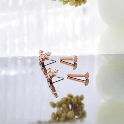 1Pcs 14K Gold Threadless Flat Back Helix Tragus Earrings for Women, 16G Cartilage Earring Stud Helix Tragus Labret Piercing Jewelry 6mm/8mm in Kuwait
