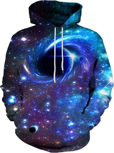 Unisex Realistic 3D Print Galaxy Pullover Hooded Sweatshirt Hoodies with Big Pockets in Saudi Arabia