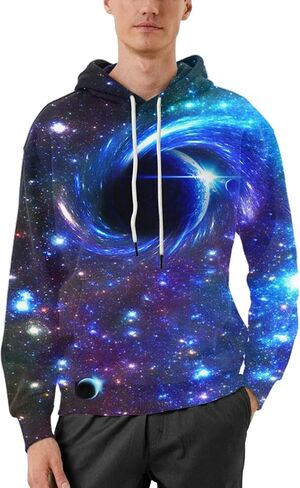 Unisex Realistic 3D Print Galaxy Pullover Hooded Sweatshirt Hoodies with Big Pockets in Saudi Arabia