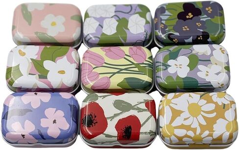 8 قطع صغيرة من القصدير على شكل زهرة، منظم مجوهرات، صندوق تخزين، صناديق تزيين، علب معدنية صغيرة مع أغطية مفصلية، حاويات صندوقية محمولة هدية للأم (زهرة 03) in Kuwait