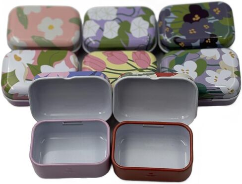 8 قطع صغيرة من القصدير على شكل زهرة، منظم مجوهرات، صندوق تخزين، صناديق تزيين، علب معدنية صغيرة مع أغطية مفصلية، حاويات صندوقية محمولة هدية للأم (زهرة 03) in Kuwait