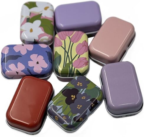 8 قطع صغيرة من القصدير على شكل زهرة، منظم مجوهرات، صندوق تخزين، صناديق تزيين، علب معدنية صغيرة مع أغطية مفصلية، حاويات صندوقية محمولة هدية للأم (زهرة 03) in Kuwait