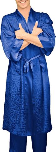 Nyteez Men's Silk Robe Kimono Long Bathrobe Lightweight Luxury in Saudi Arabia